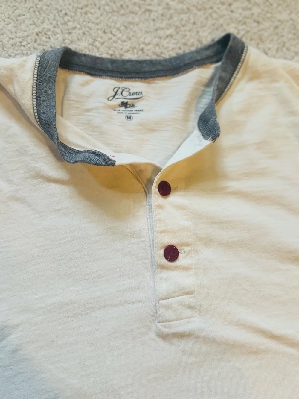 J Crew Garment-dyed slub cotton baseball henley